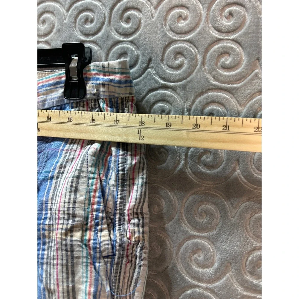 Tommy Bahama‎ Plaid Linen Blend Shorts Size 32 Blue Red White Casual